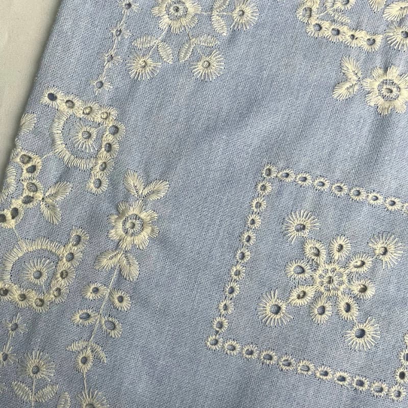 پارچه لینن طرح هندسه آبی