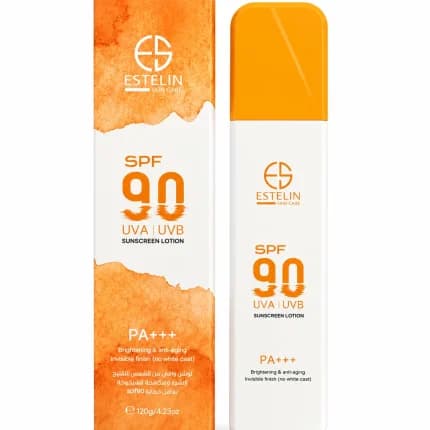 لوسیون ضدآفتاب استلین spf90 مدل روشن کننده و جوانساز Estelin