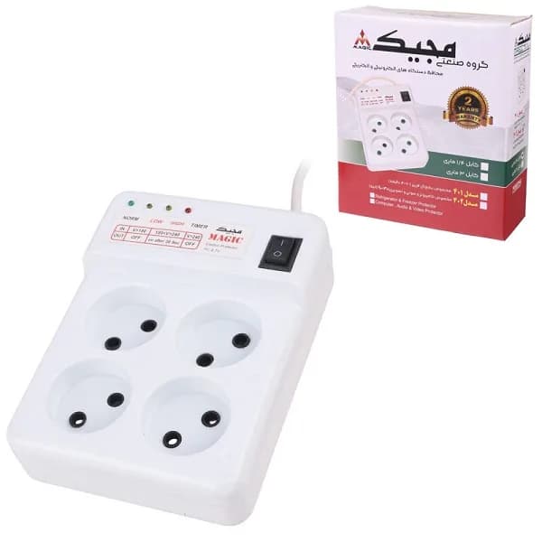محافظ برق کامپیوتر و صوتی تصویری 4 خانه مجیک 402 با کابل 1.4 متری