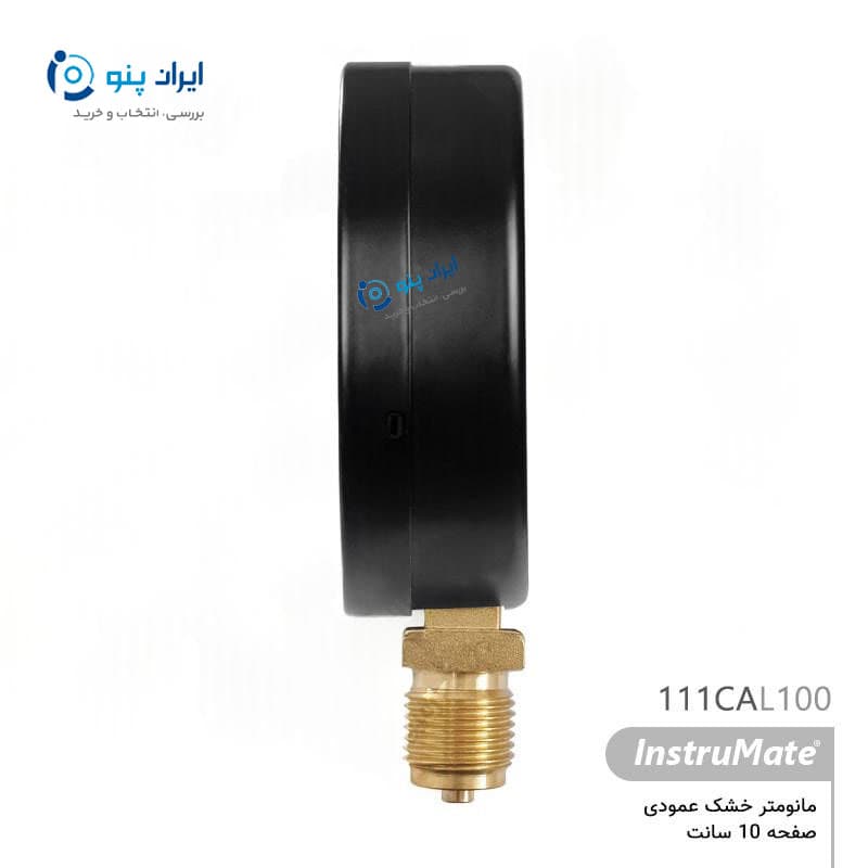 گیج فشار خشک عمودی صفحه ۱۰ سانت صفر تا ۱ بار اینسترومیت InstruMate مدل 111CAL100 — تصویر ۲