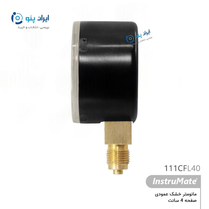 گیج فشار خشک عمودی صفحه ۴ سانت منفی ۱ تا صفر بار اینسترومیت InstruMate مدل 111CFL40 — تصویر ۲