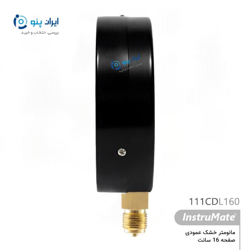 گیج فشار خشک عمودی صفحه ۱۶ سانت صفر تا ۱۶ بار اینسترومیت InstruMate مدل 111CDL160 — تصویر ۲