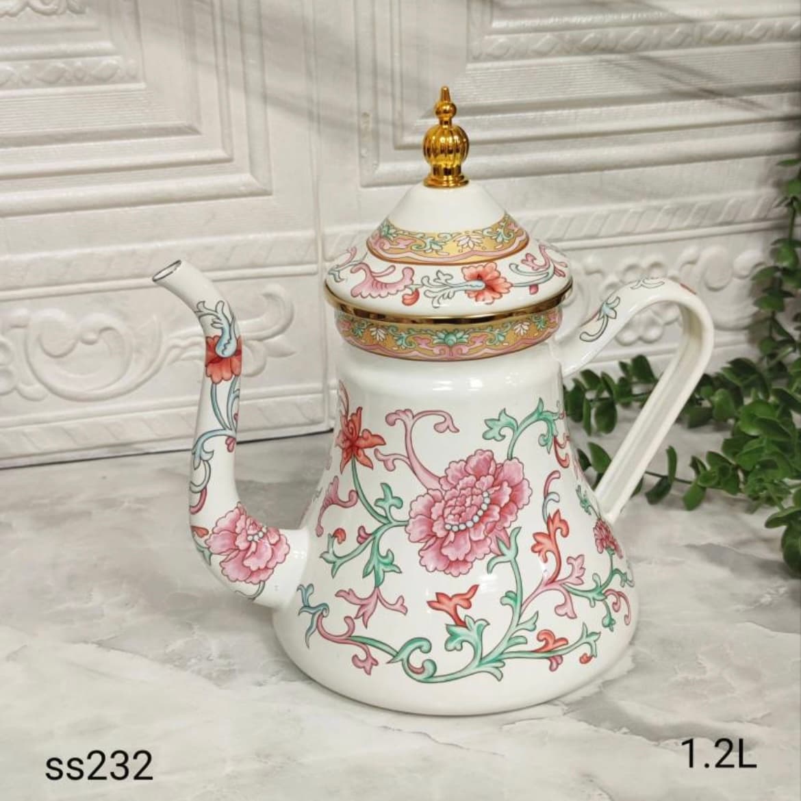 کتری لعابی طرح عربی ۱.۲ لیتر گلدار (کد SS232)
