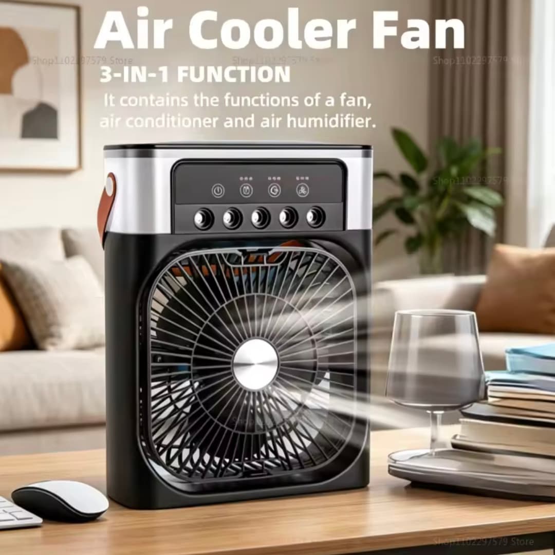 پنکه رومیزی مه پاش مدل AIR COOLER FAN | خنک کننده هوشمند (سفید.مشکی.سبز.سورمه ای) — تصویر ۴