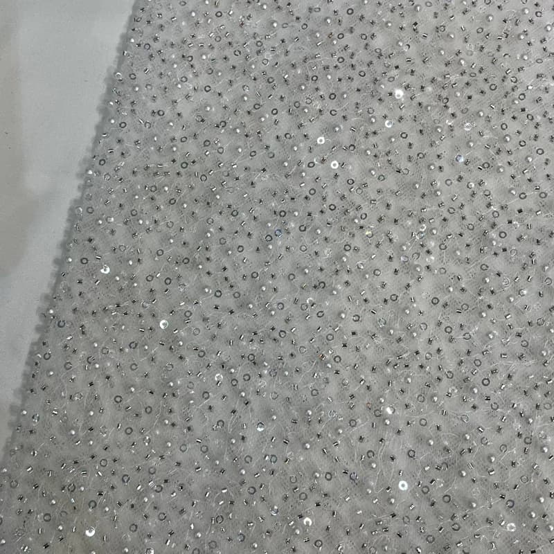 پارچه جسمیکو مروارید درشت سفید