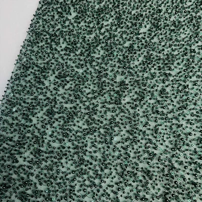 پارچه جسمیکو مروارید درشت سبز زمردی