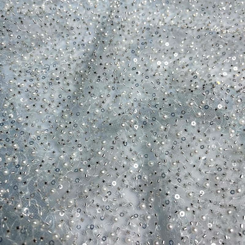 پارچه جسمیکو مروارید درشت آبی آسمانی — تصویر ۳