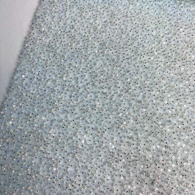 پارچه جسمیکو مروارید درشت آبی آسمانی