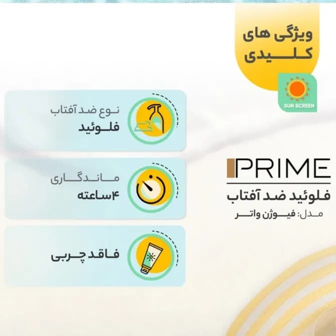 کرم ضد آفتاب فیوژن واتر پرایم بژ طبیعی Prime — تصویر ۳