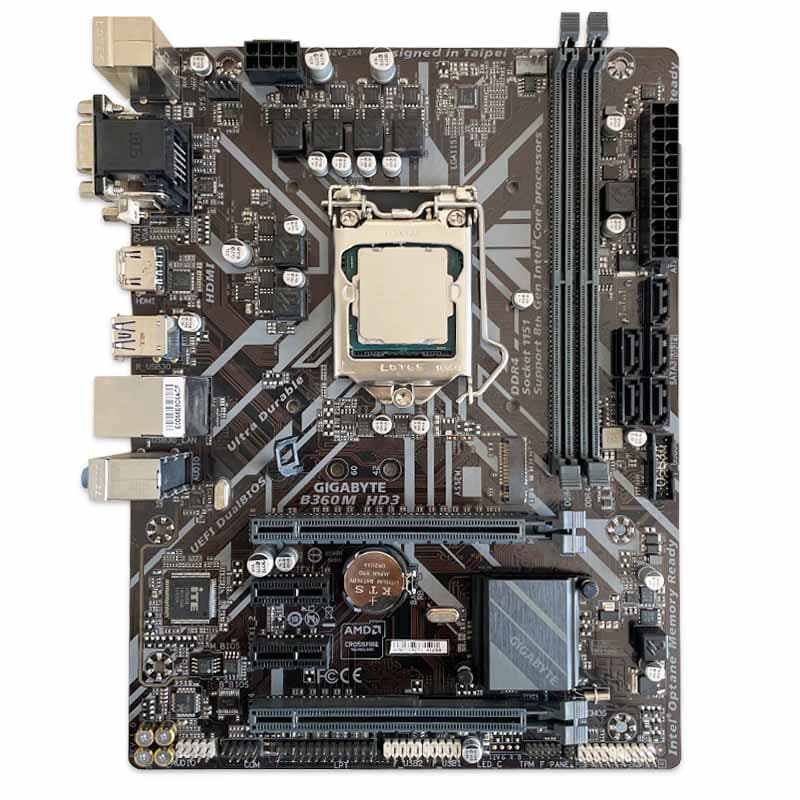 باندل مادربرد گیگابایت Gigabyte B360M HD3 + CORE i3 9100 استوک
