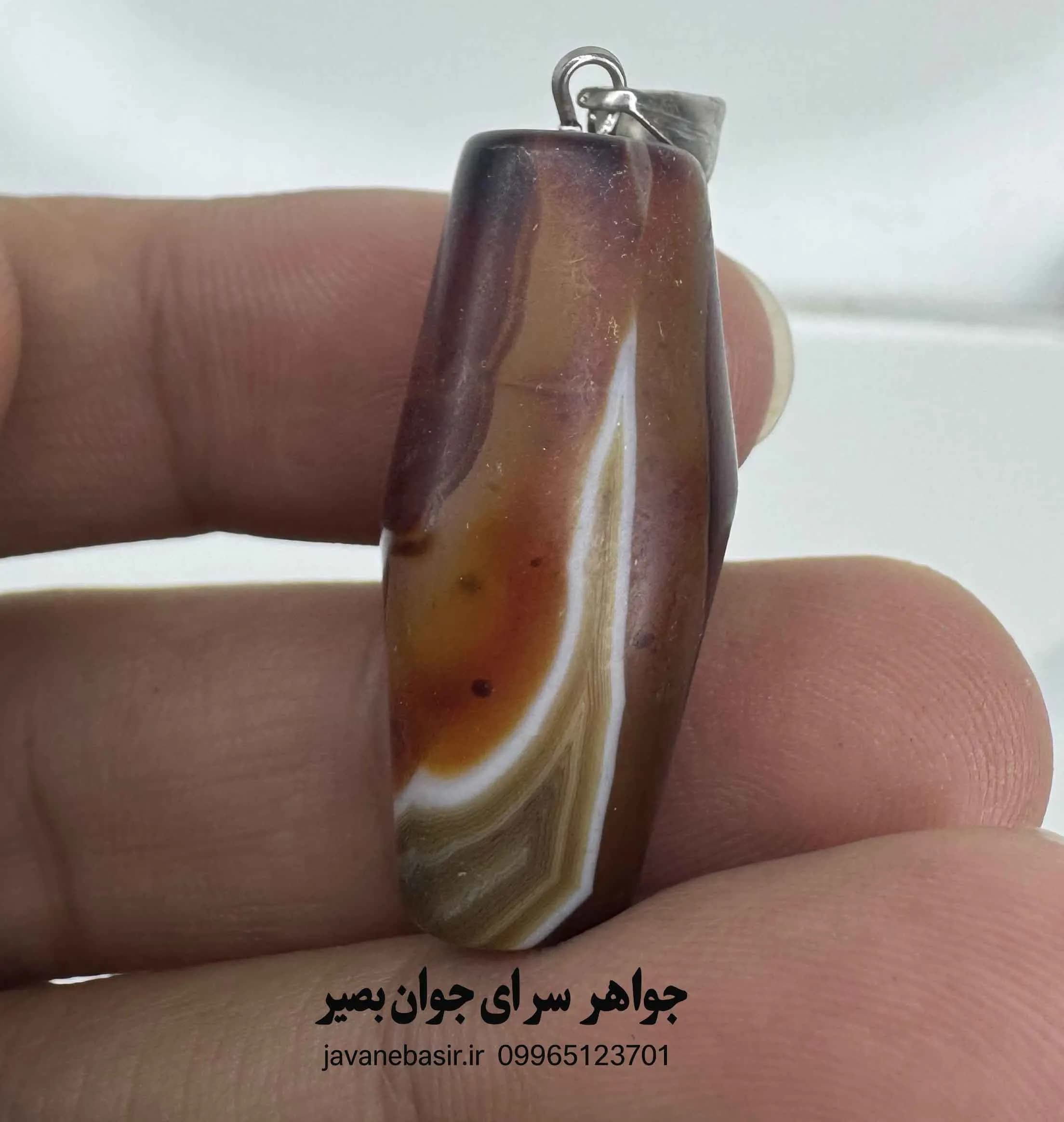 آویز عقیق سلیمانی لول با خطوط منظم | سنگ نظم و ثبات برای زندگی متعادل
