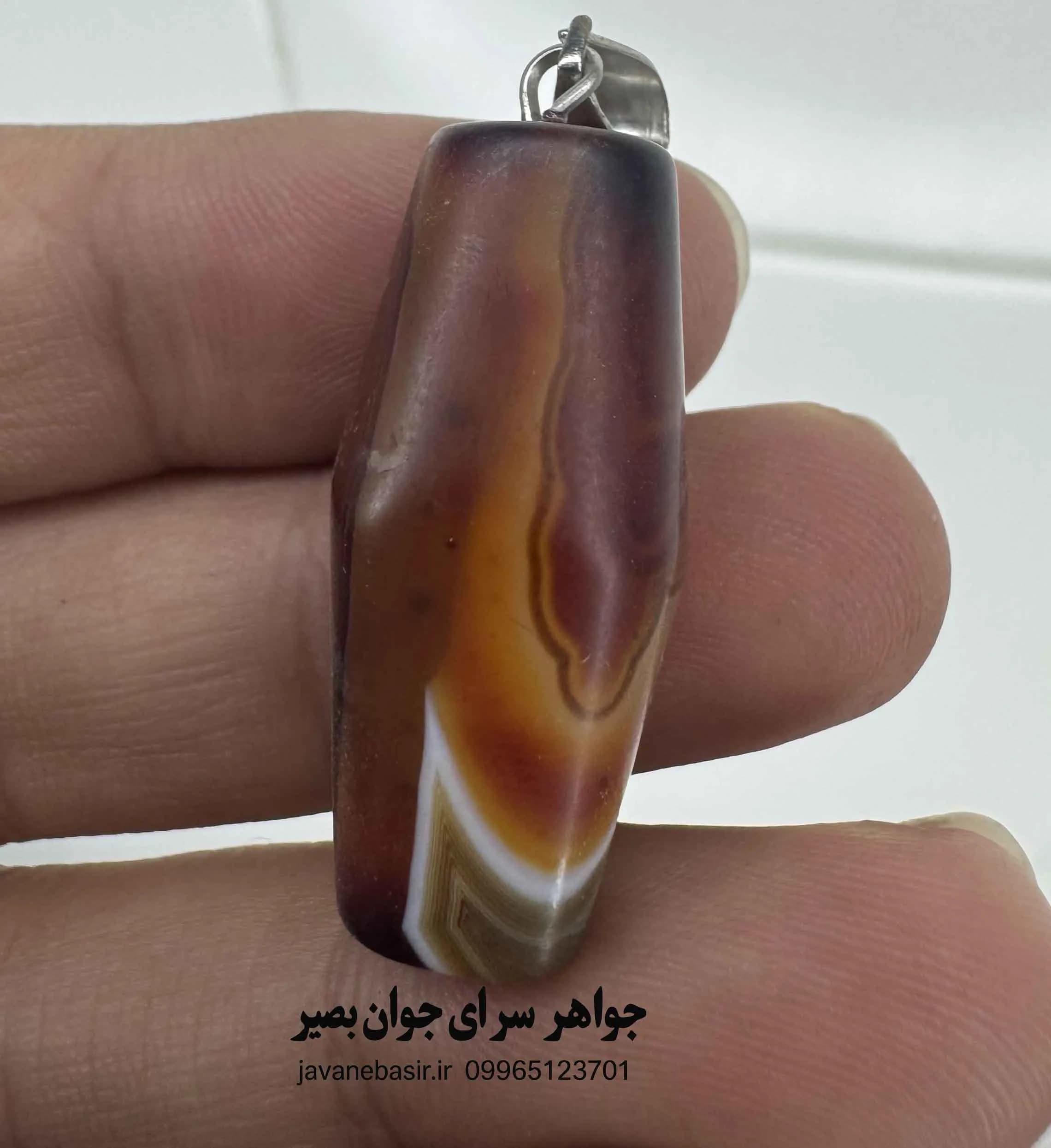 آویز عقیق سلیمانی لول با خطوط منظم | سنگ نظم و ثبات برای زندگی متعادل — تصویر ۲