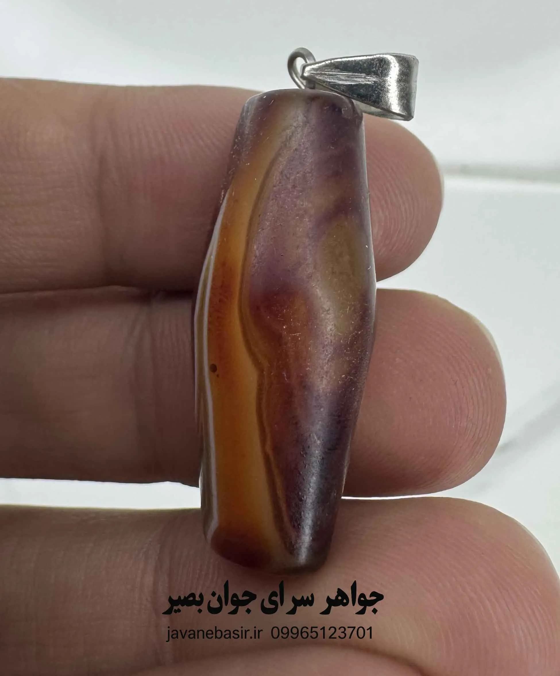 آویز عقیق سلیمانی لول با خطوط منظم | سنگ نظم و ثبات برای زندگی متعادل — تصویر ۳