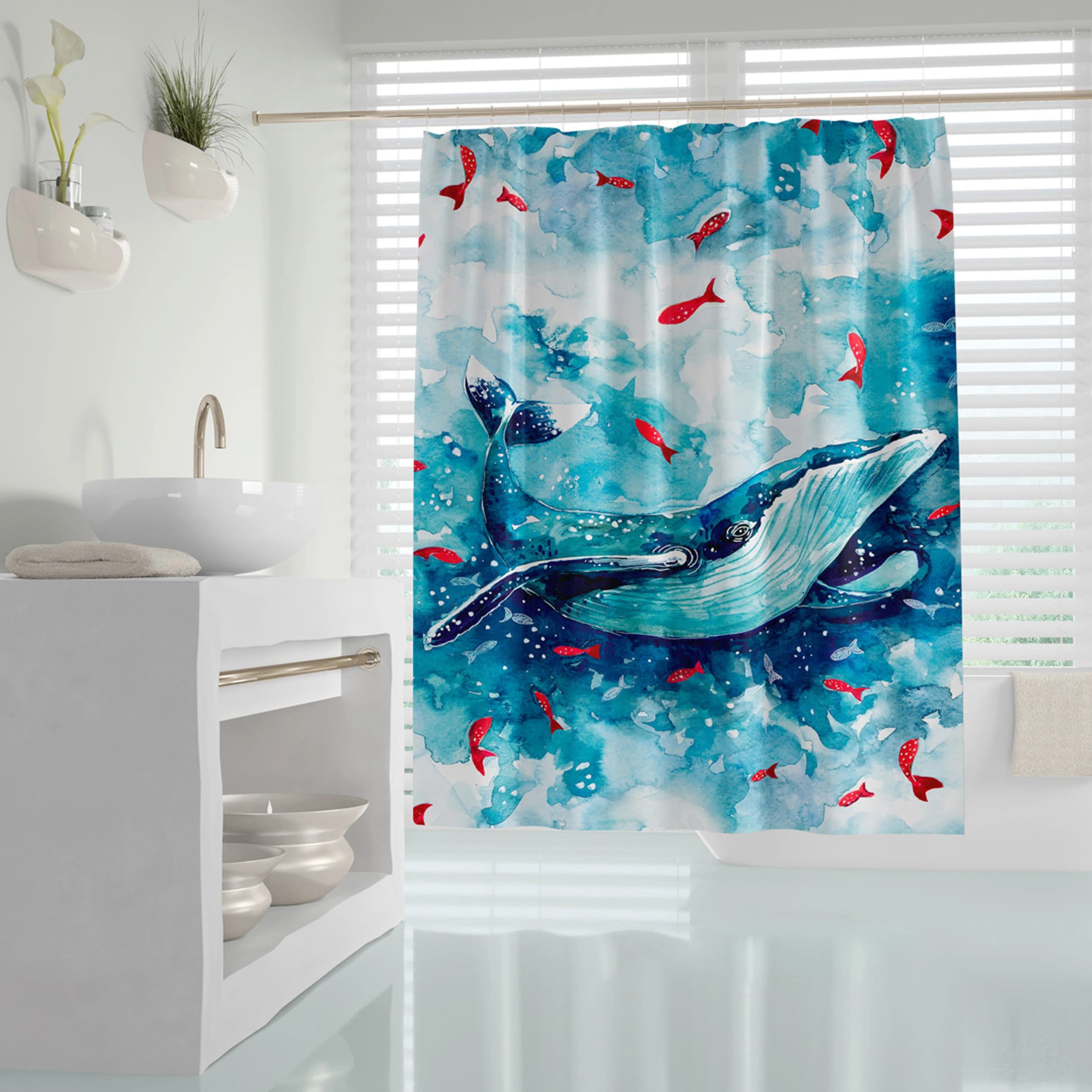 پرده حمام دلفین مدل Whale سایز 180×200 سانتی متر — تصویر ۶