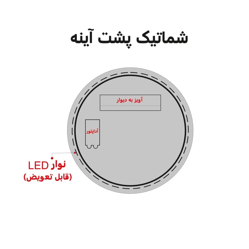 آینه بک لایت دلفین مدل NQ-60-round — تصویر ۸