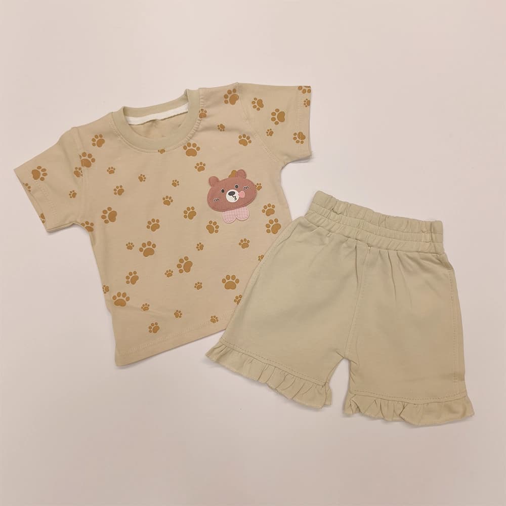 تیشرت شلوارک دخترانه نقلی Teddy print
