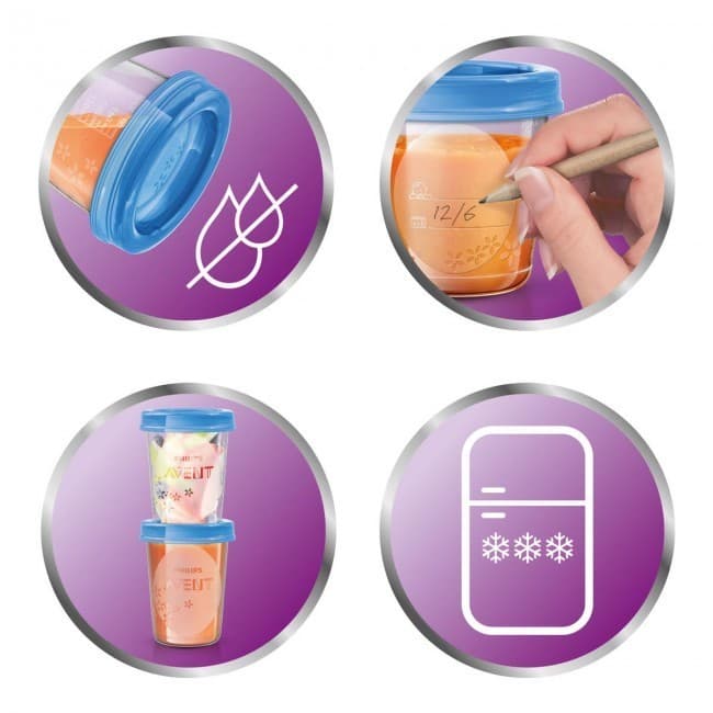 ست ظروف ذخیره غذای کودک ۵ عددی فیلیپس اونت PHILIPS AVENT مدل SCF639/05 — تصویر ۴