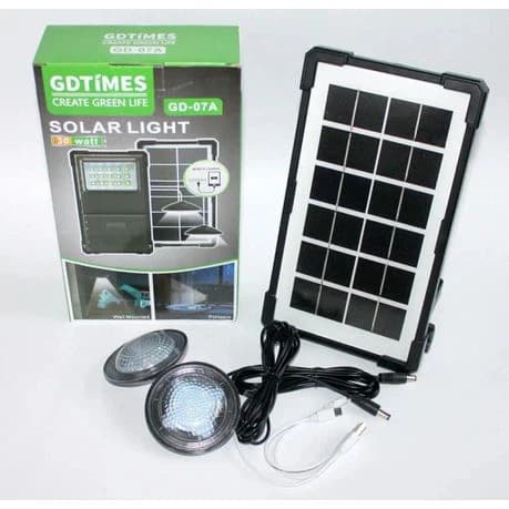 چراغ خورشیدی GDTIMES مدل GD-07A | توان 30 وات | مناسب برای نصب دیواری و پرتابل
