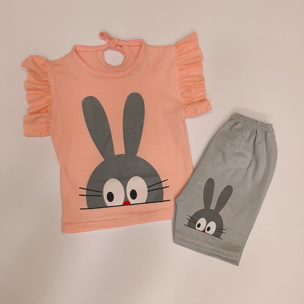 تیشرت شلوارک دخترانه نقلی Pink rabbit