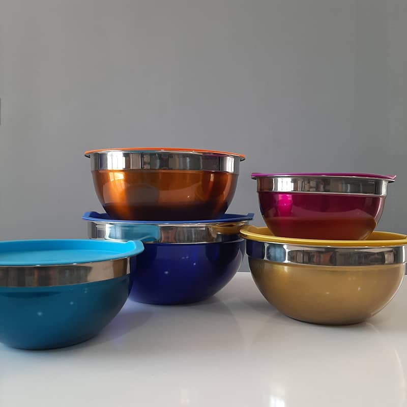 کاسه سالاد استیل 5 عددی رنگی unique — تصویر ۶