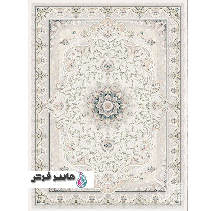فرش قیطران طرح راییک زمینه کرم