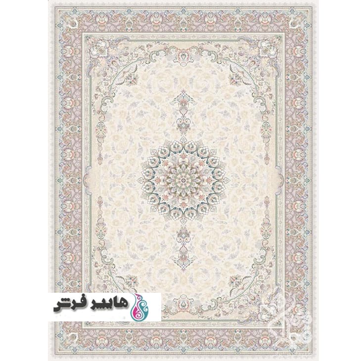 فرش قیطران طرح عسل زمینه کرم