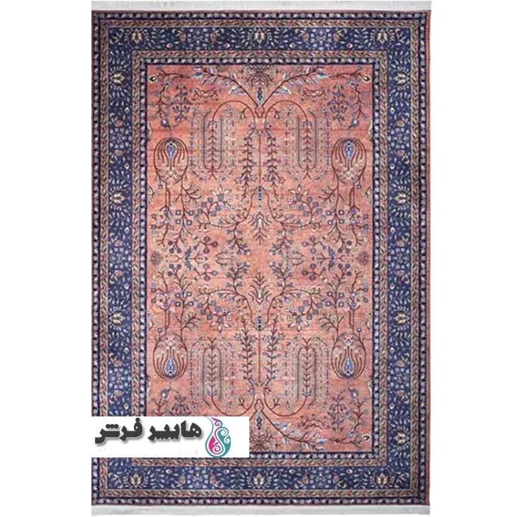 فرش طرح دستبافت 100352 رنگ آجری کلکسیون محتشم
