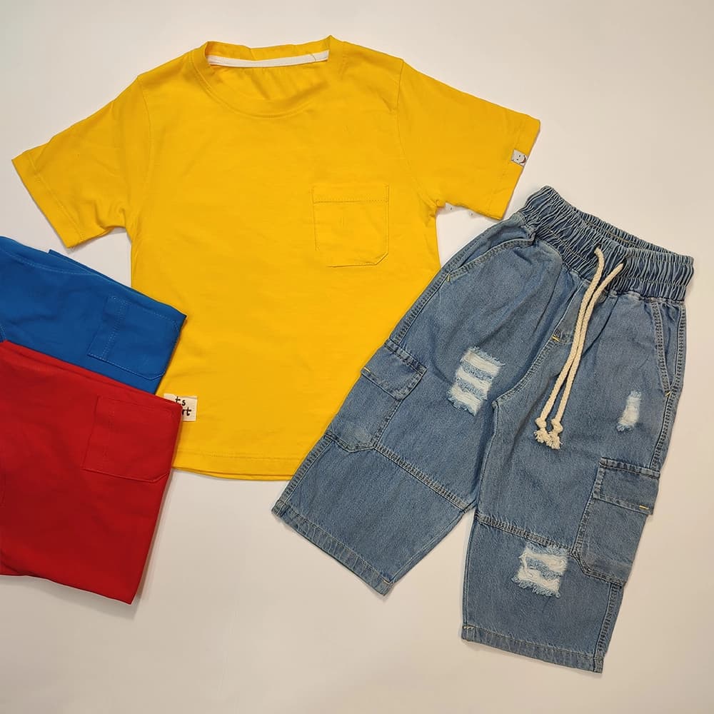 تیشرت شلوارک جین دخترنه و پسرانه Color line