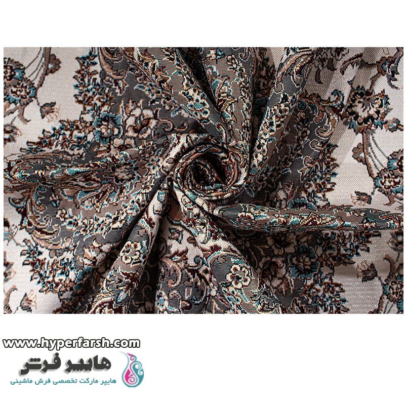روفرشی کشدار نیکزاد یزد طرح یاسمن رنگ کرم کد 92 — تصویر ۳