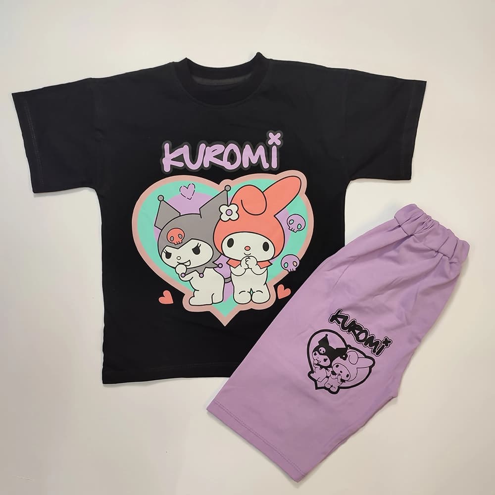 تیشرت شلوارک دخترانه کرومی kuromi Love — تصویر ۴