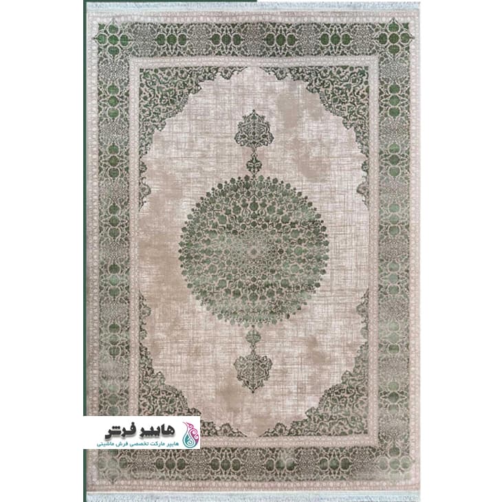 فرش پتینه سبز کد 71011 کلکسیون سیزان