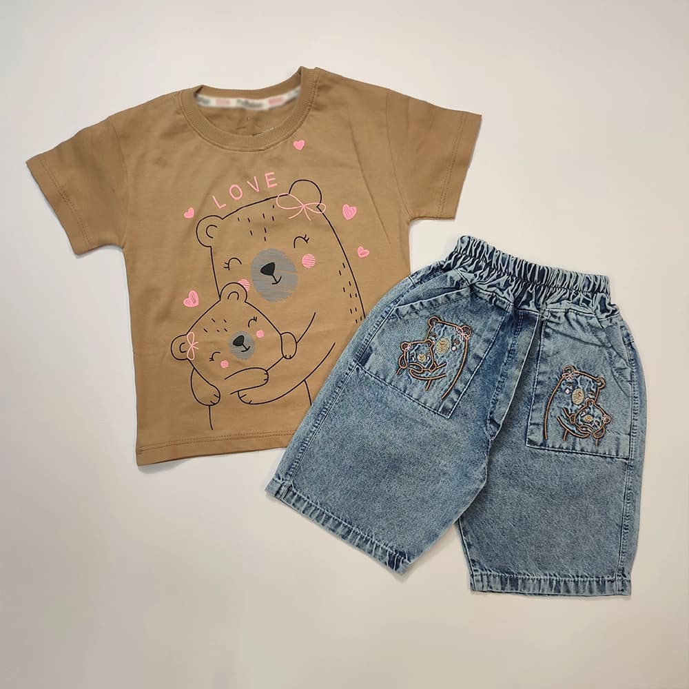 تیشرت شلوارک جین دخترانه Happy Bear — تصویر ۸