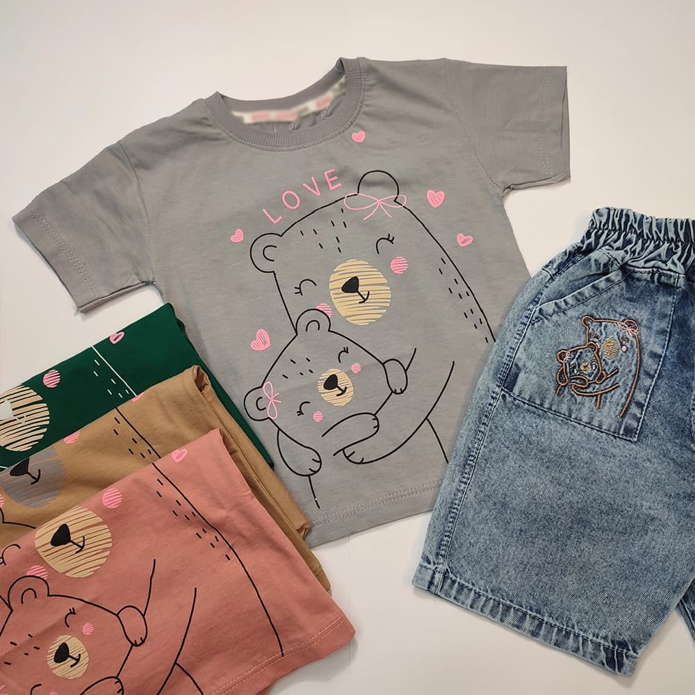 تیشرت شلوارک جین دخترانه Happy Bear — تصویر ۴