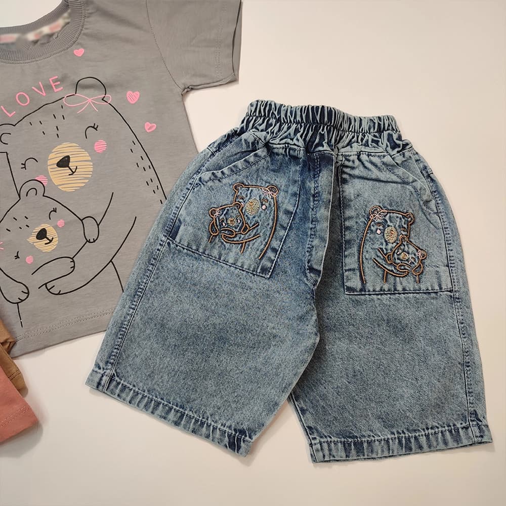 تیشرت شلوارک جین دخترانه Happy Bear — تصویر ۵