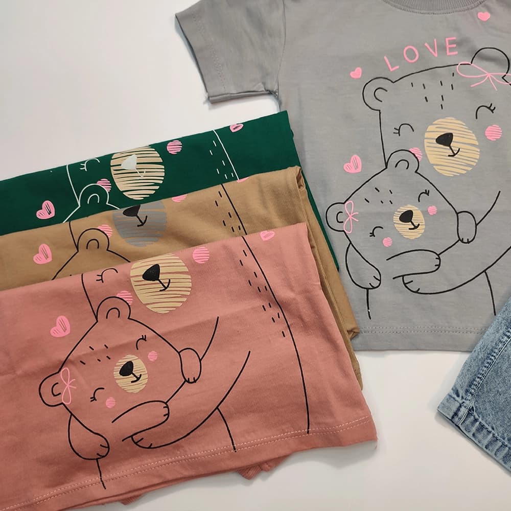 تیشرت شلوارک جین دخترانه Happy Bear — تصویر ۲