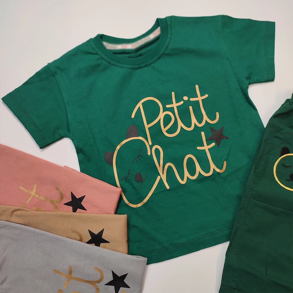 تیشرت شلوارک لینن دخترانه Petit — تصویر ۳