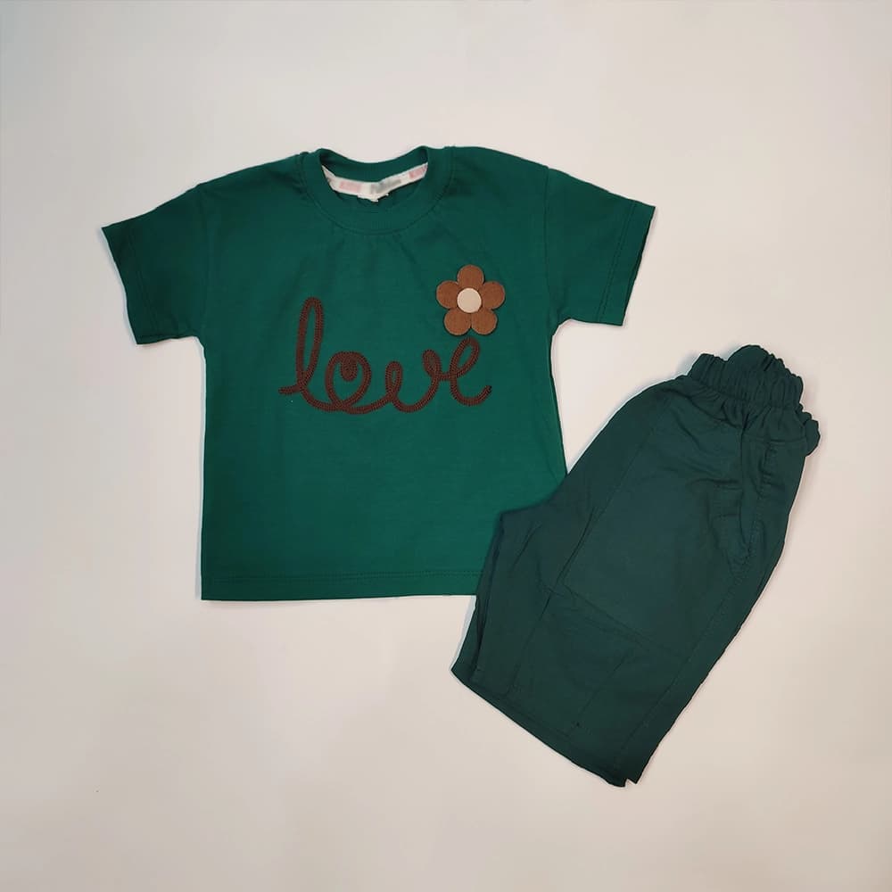 تیشرت شلوارک لینن دخترانه Love Small — تصویر ۷