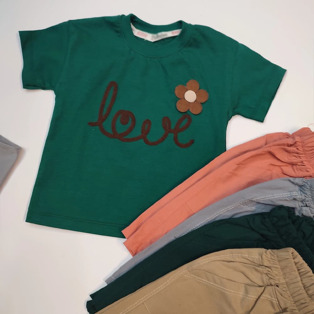 تیشرت شلوارک لینن دخترانه Love Small — تصویر ۵
