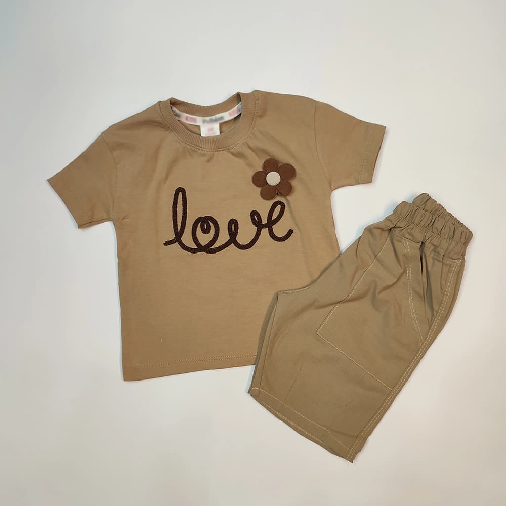 تیشرت شلوارک لینن دخترانه Love Small — تصویر ۴