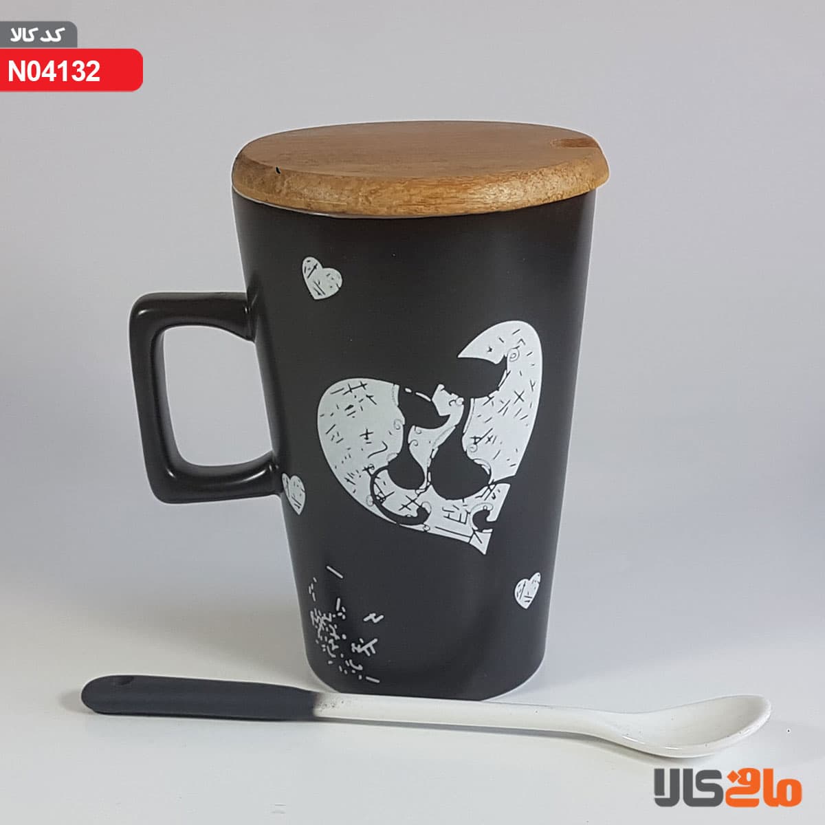 ماگ درب چوبی (چینی درجه یک وارداتی) کد132 — تصویر ۲