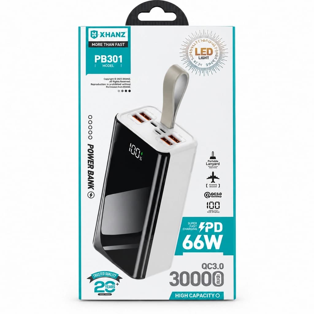 پاوربانک 30000 واقعی سوپر فست شارژ چراغ دار کد 789
