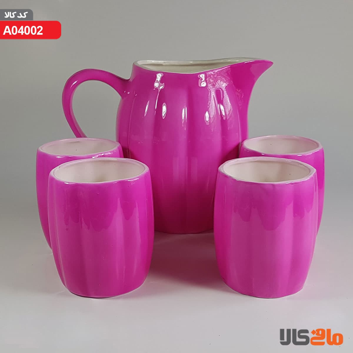پارچ و لیوان شکوفه رنگ صورتی
