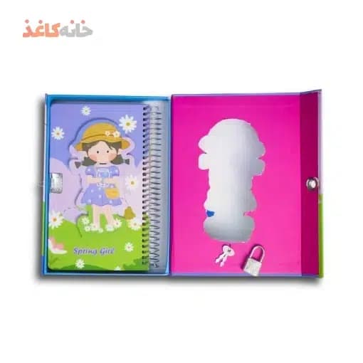 دفتر خاطرات قفل دار (قاب دار) سویل طرح دختر توی باغ گل — تصویر ۶