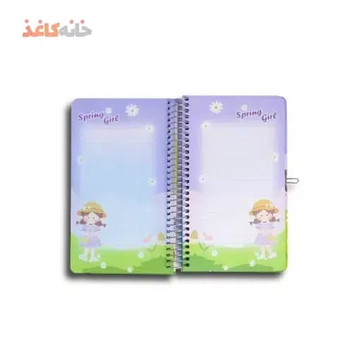 دفتر خاطرات قفل دار (قاب دار) سویل طرح دختر توی باغ گل — تصویر ۴