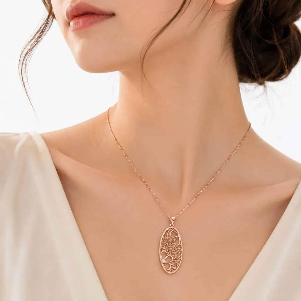 گردنبند زنانه ژوپینگ مدل آوینا نگین دار — تصویر ۳