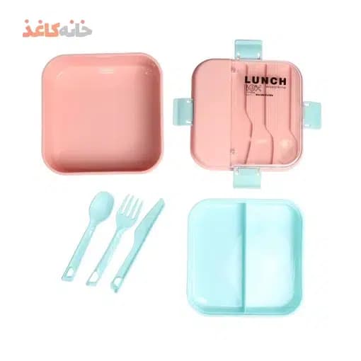 ظرف غذا مربع 1 طبقه انکیسا کد 101 رنگ گلبهی — تصویر ۴