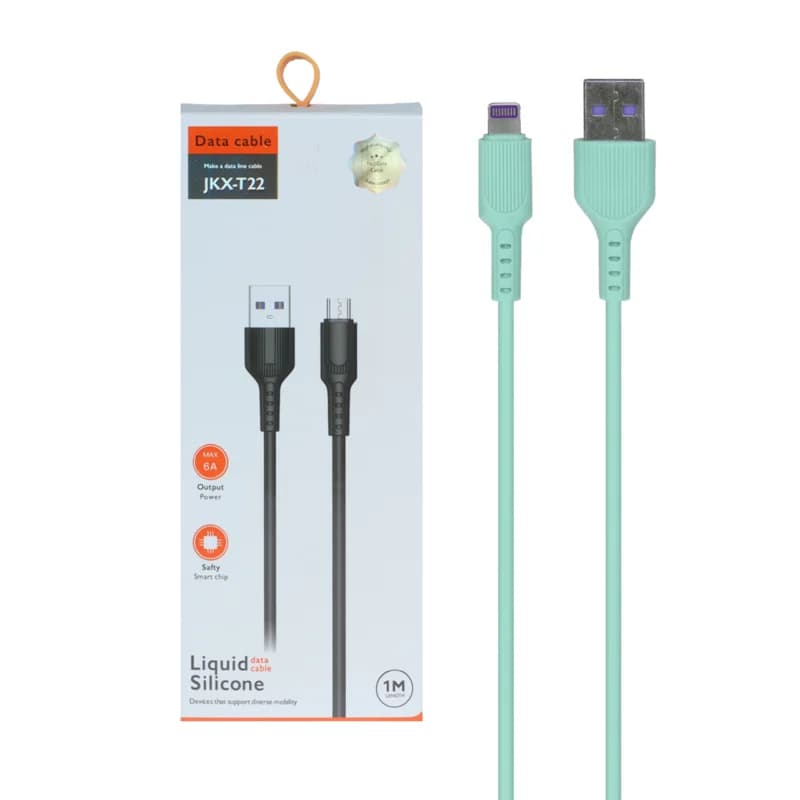 کابل شارژ فست آیفون مدل JKX-T22 – سبز آبی – AZR (گارانتی شش ماهه AZR)