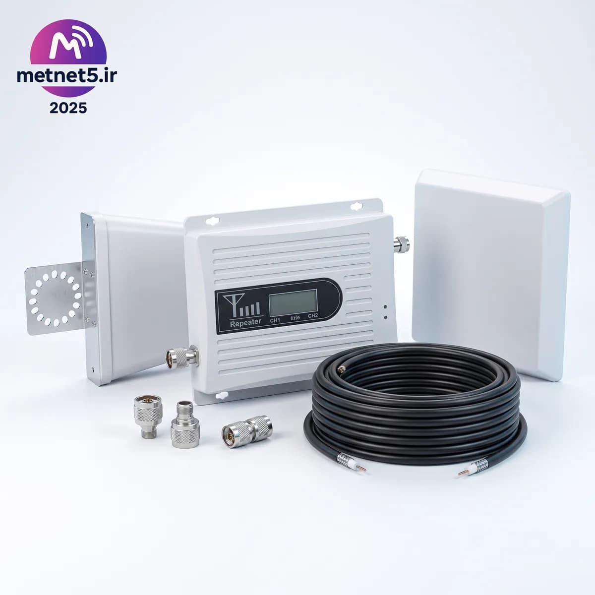 پکیج اقتصادی تقویت آنتن موبایل کاترین دو باند | دو آنتن پنل + کابل RG6