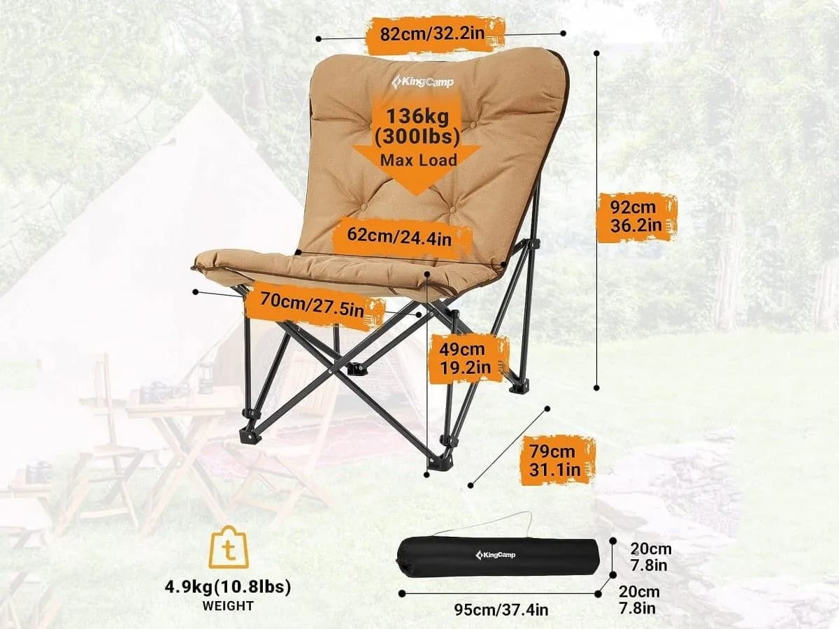صندلی لوکس تاشو کمپینگ KingCamp Lemon C10 (Moon Chair) | زیتونکمپ — تصویر ۲