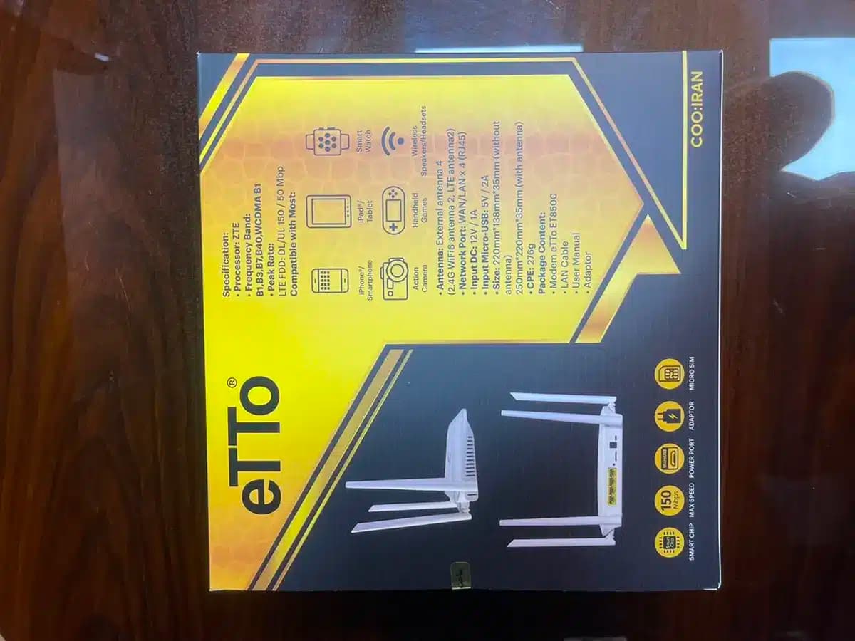 مودم سیم کارتی eTTo ET8500 | مودم 4G LTE رومیزی Wi-Fi 6 چهار آنتن — تصویر ۶